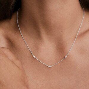 Mejuri Silver Three-Station Diamond Necklace